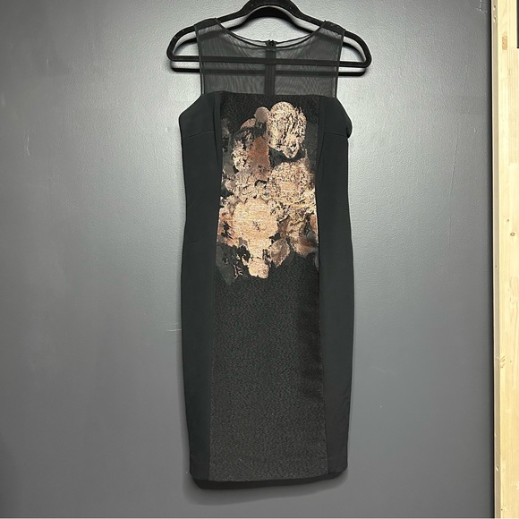 Rickie Freeman for Teri Jon Dresses & Skirts - NWOT Teri Jon Rickie Freeman Mesh Floral Metallic Panel Sheath Dress 6